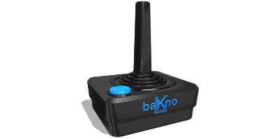 Videogame joystick with a bakno theme