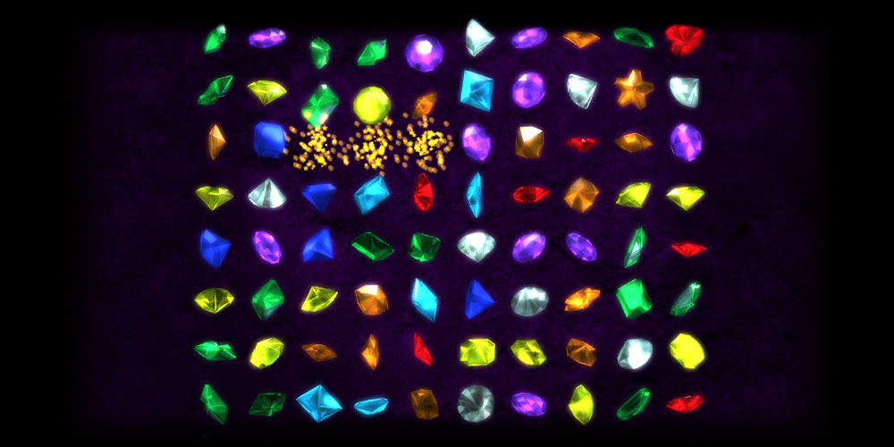 Gems game showing a tree gems scoring