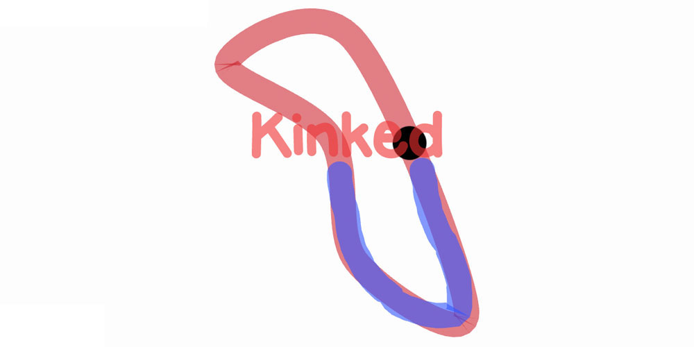 Kink gameplay showing the black dot catching the user's trace