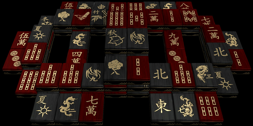 Mahjong's emperor style tiles featuring a red and black design