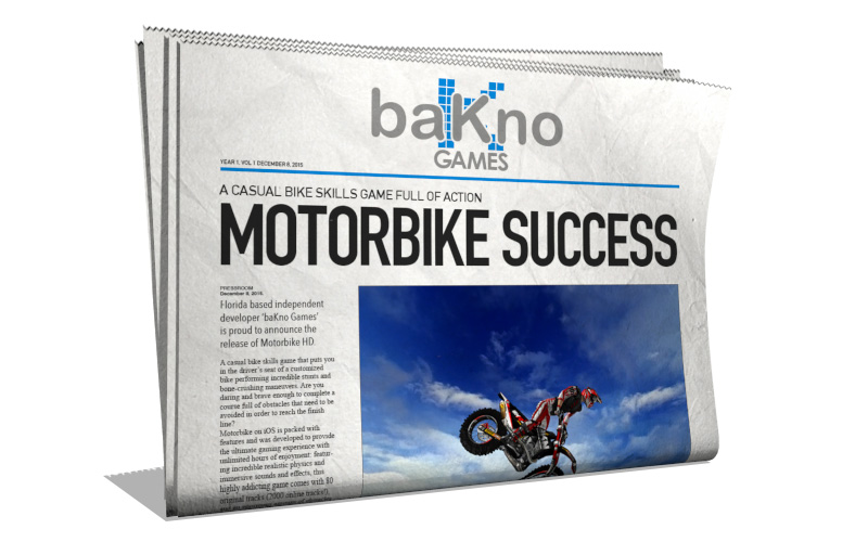 Newspaper mockup anouncing the succes of the Motorbike app